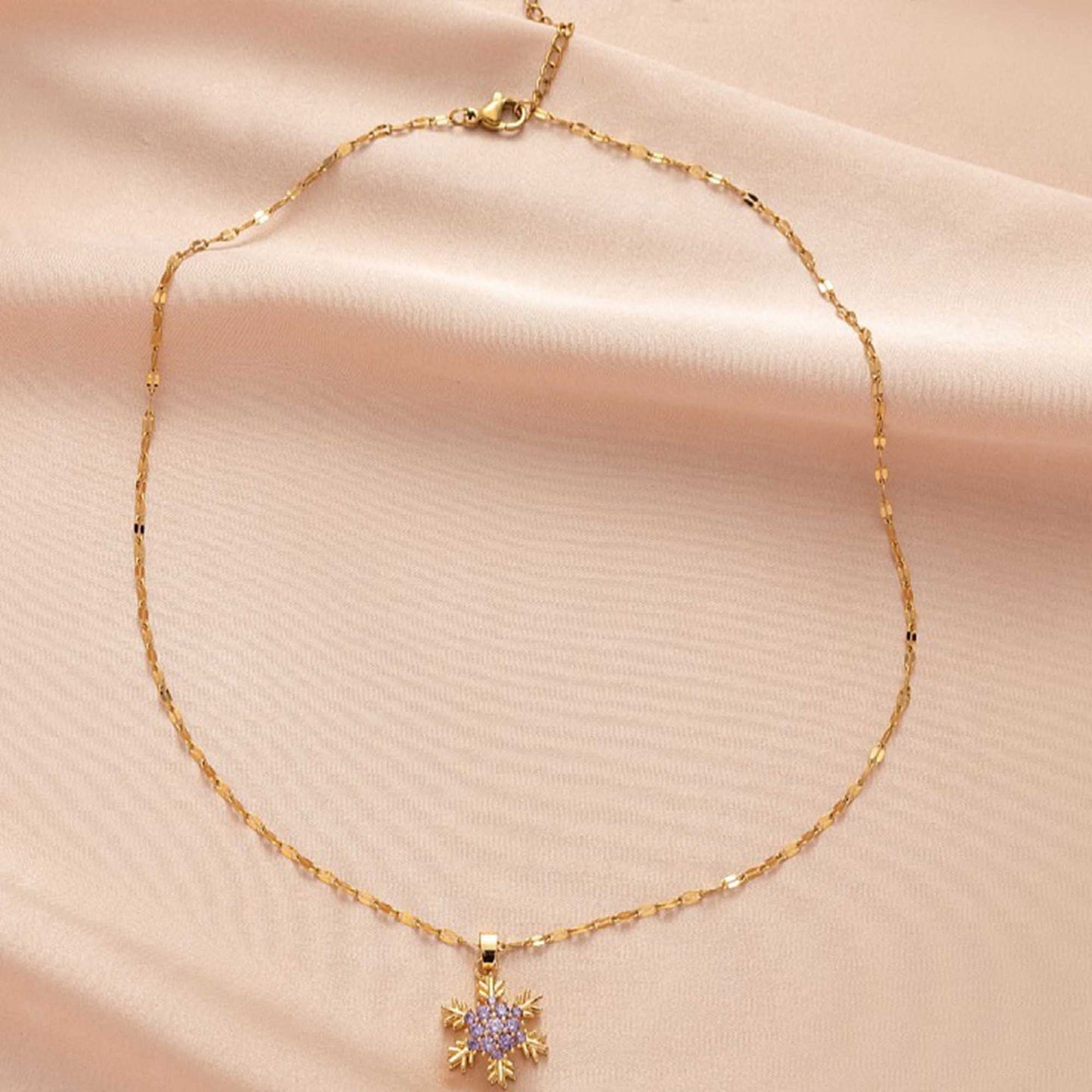 Korean-style Simple Snowflake Rotating Necklace Pendant