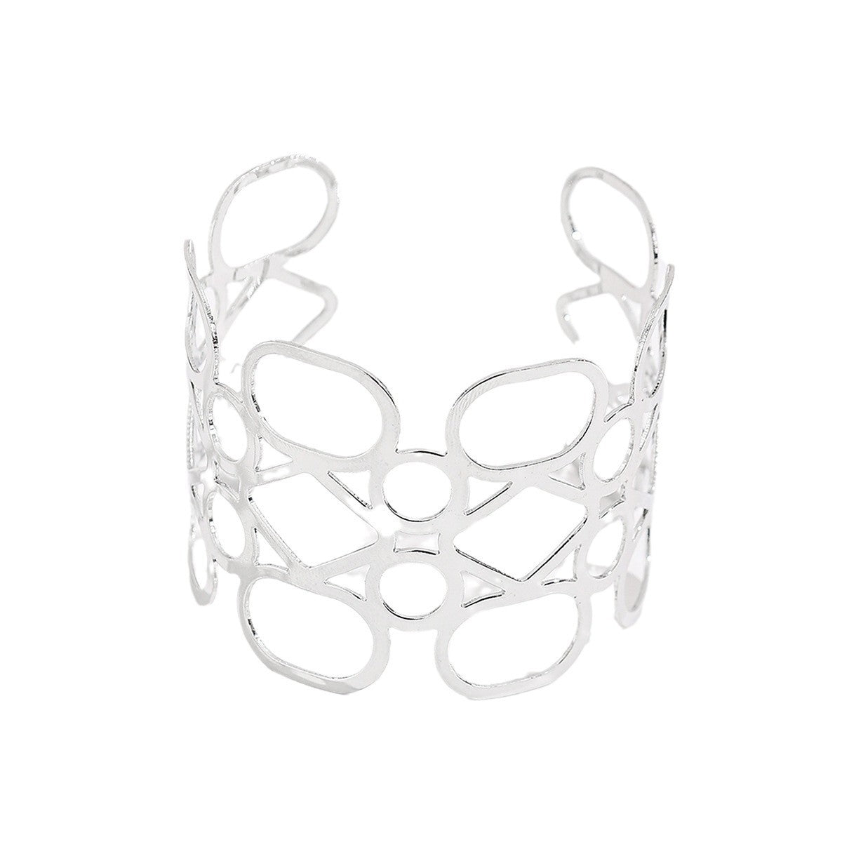 Glossy Alloy Hollowed-out Wide Surface Bracelet