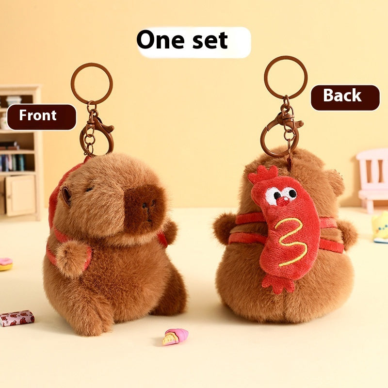 Cute Cartoon Plush Foodie Small Capybara Creative Keychain
