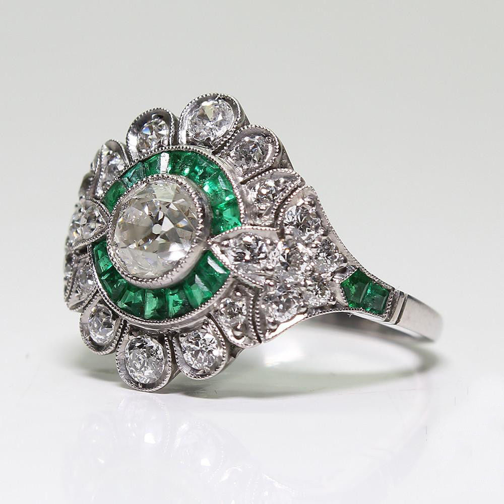 Emerald Diamond Women's Ring