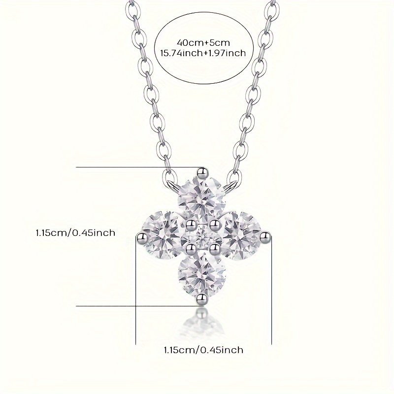 Charles & Colvard Sterling Silver 4mm Round Moissanite Floral Necklace 0.92ct Dewdrop