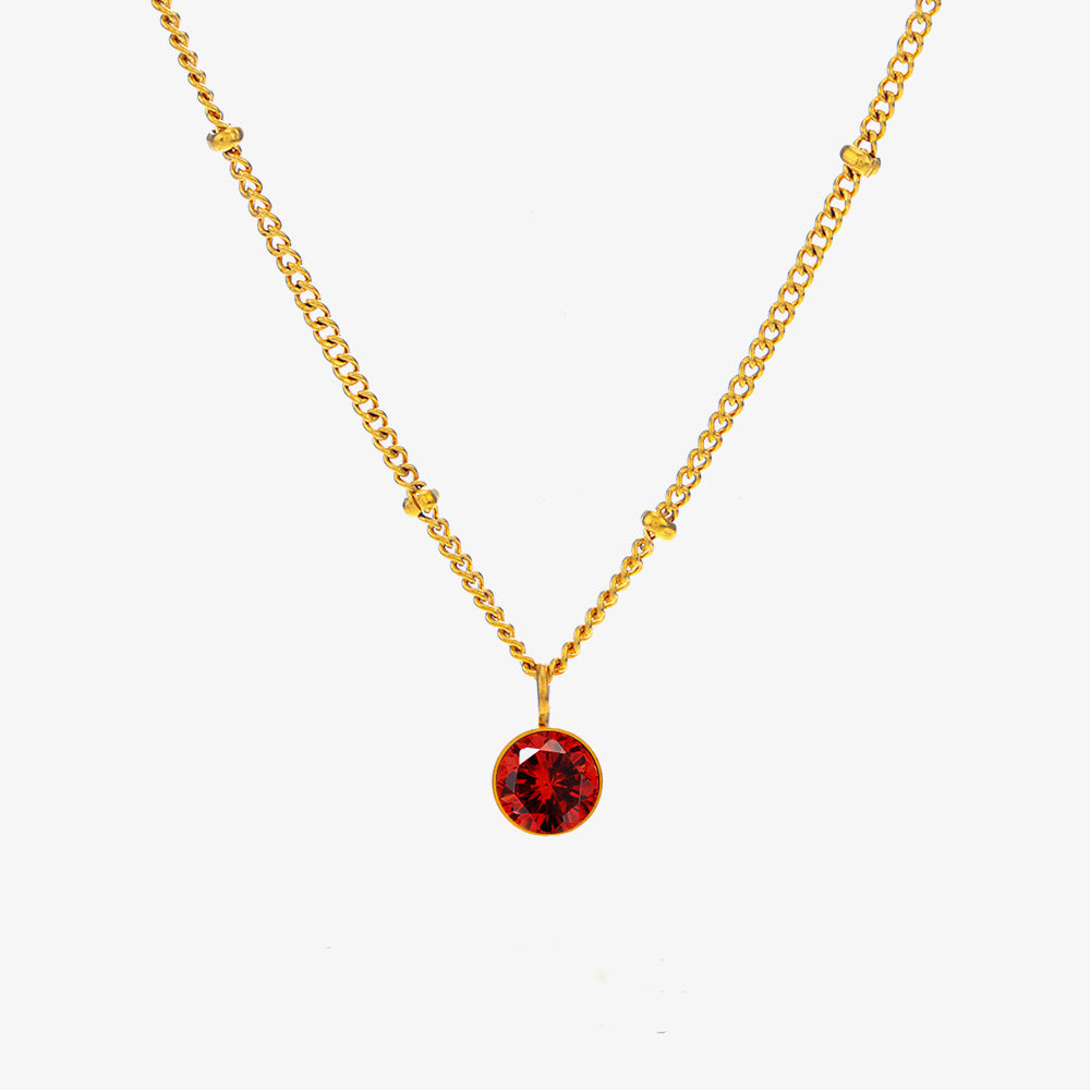 Birth Stones Titanium Steel Necklace