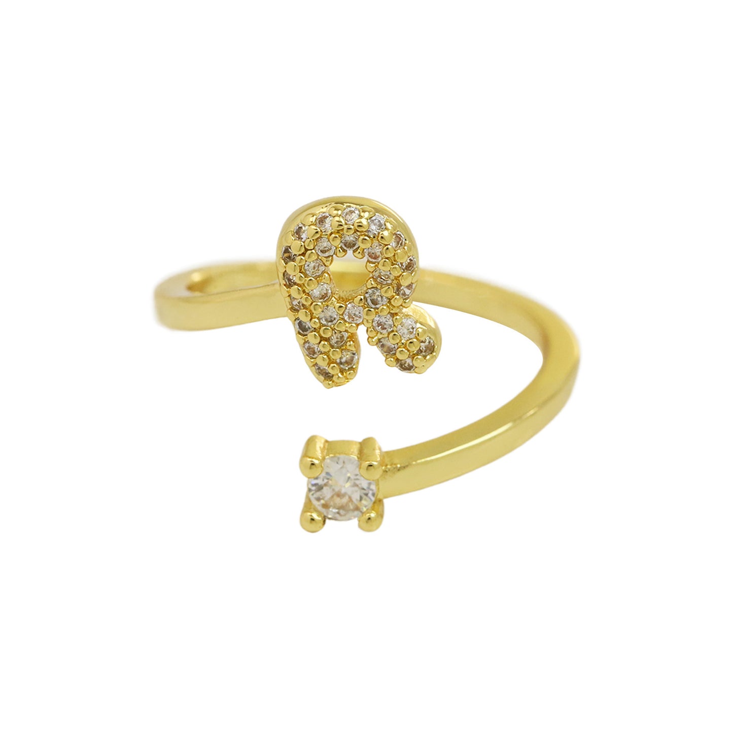 Cute 26 English Letters Open Adjustable Personality Ring