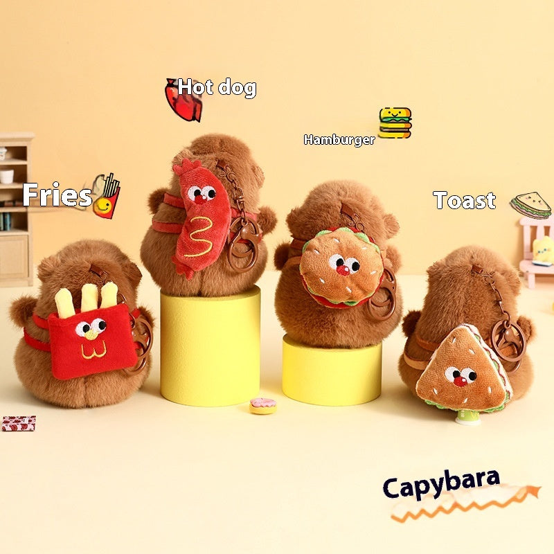 Cute Cartoon Plush Foodie Small Capybara Creative Keychain
