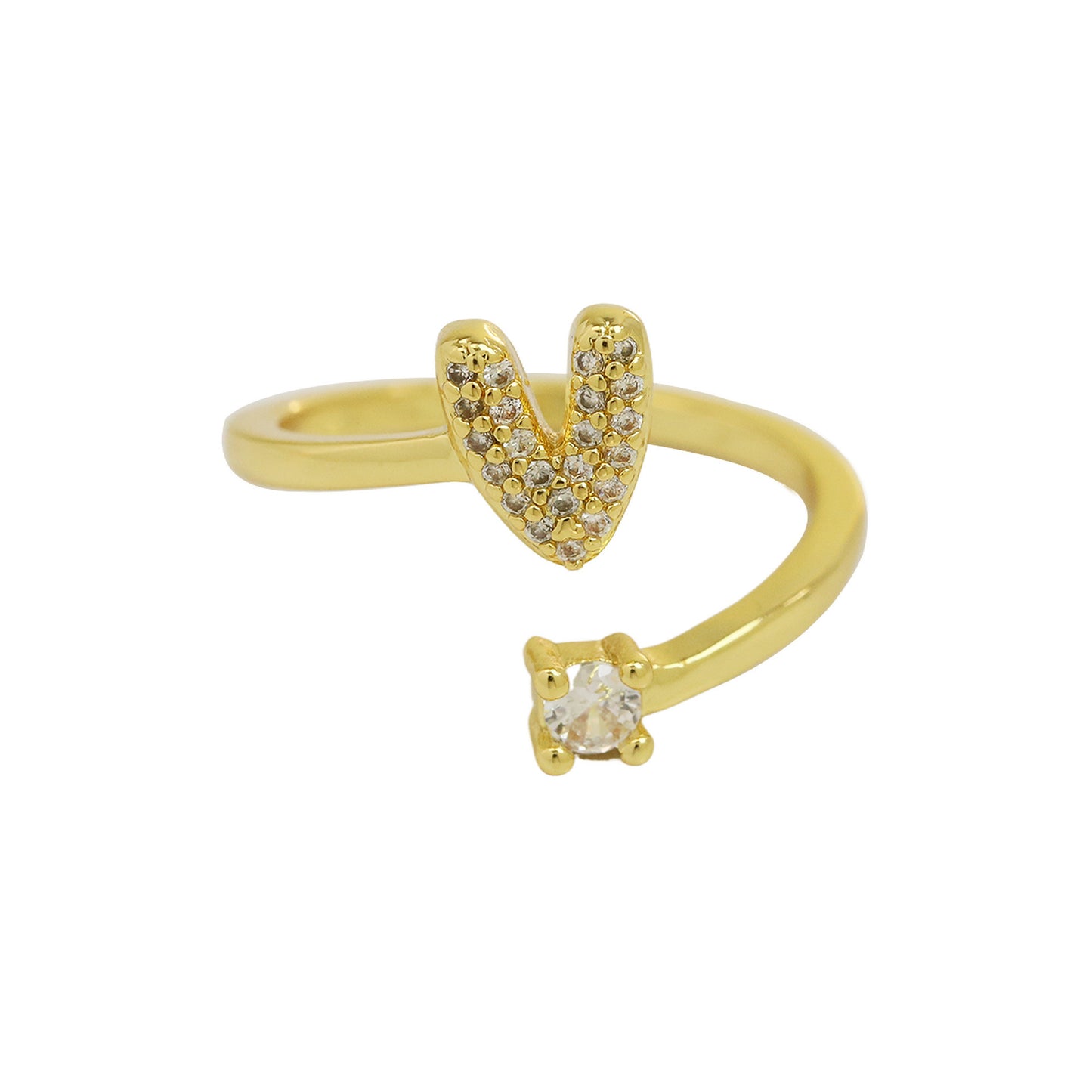 Cute 26 English Letters Open Adjustable Personality Ring