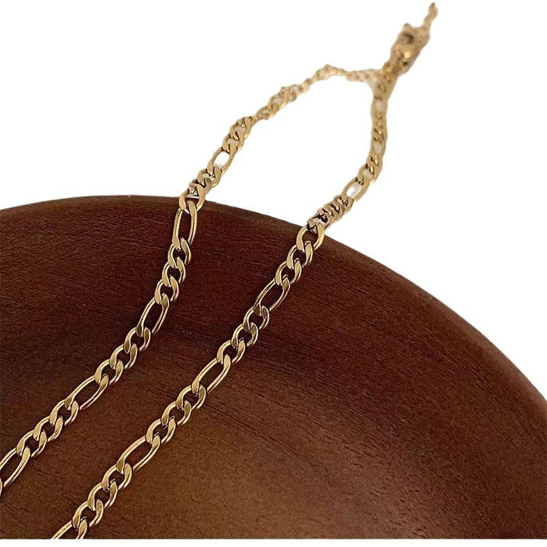 Plain Chain Folding Minimalist Stainless Steel Exquisite Single Layer Mixed Flat Necklace