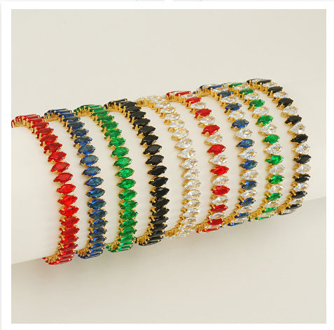 Stainless Steel Diamond-embedded Adjustable Open Geometric Bracelet