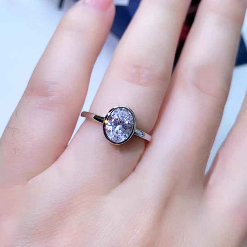 Oval White Diamond Ice Flower Cut Wedding Ring