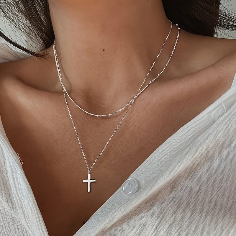 Women's Cross Necklace - 14K Silver Plated Cross Necklace