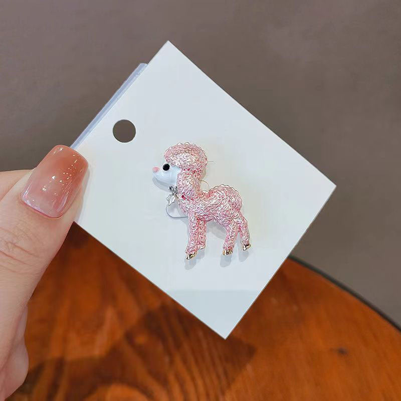 2PCS Personalized Cute Enamel Alloy Poodle Brooch