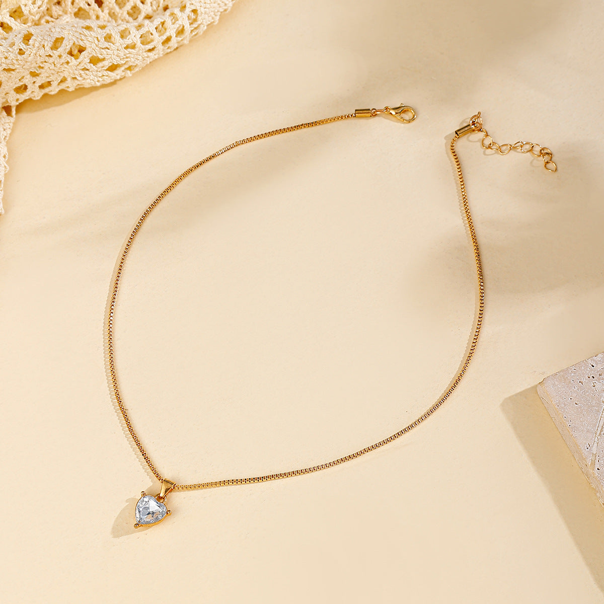 Love Pendant Alloy Diamond-studded Necklace