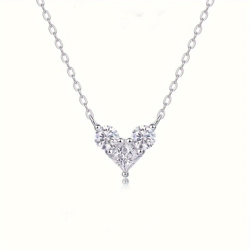 Sterling Silver Moissanite Heart Necklace