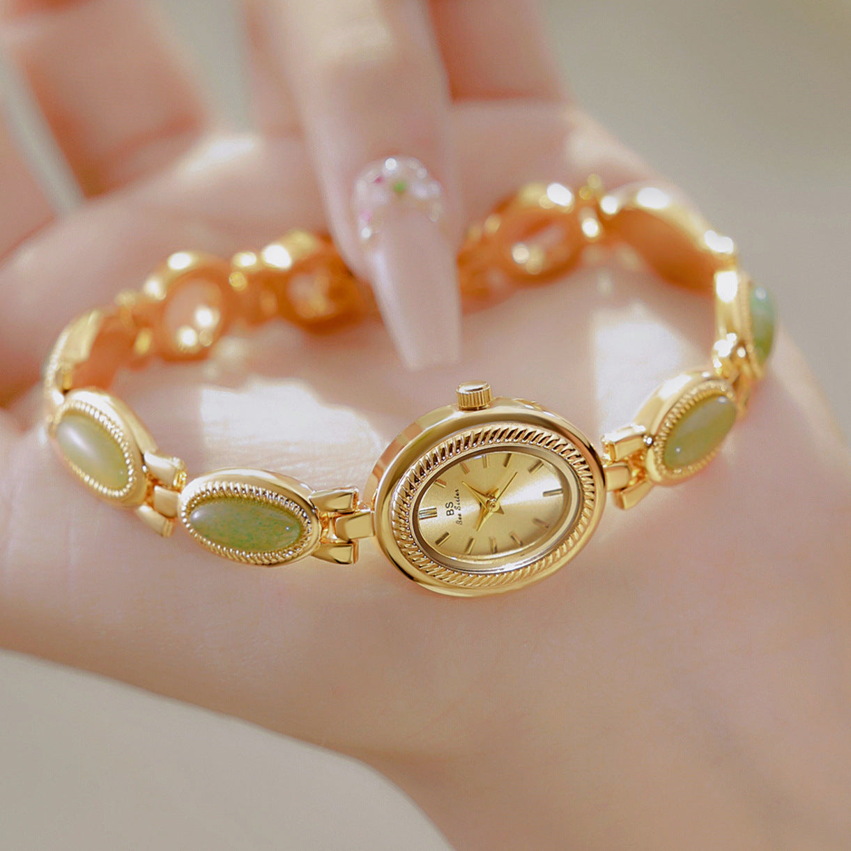 Natural Dongling Stone Hetian Jade Premium Chain Watch For Her