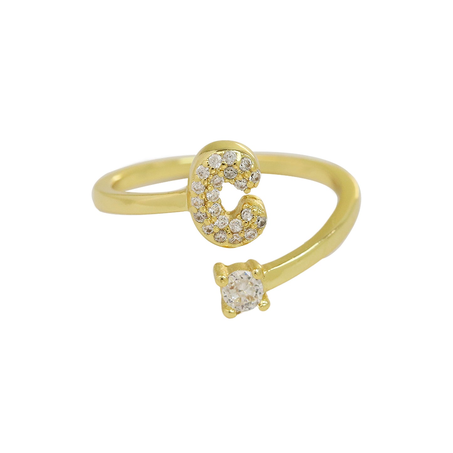 Cute 26 English Letters Open Adjustable Personality Ring