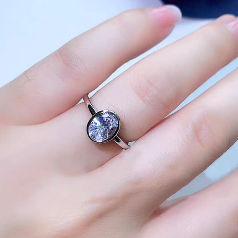 Oval White Diamond Ice Flower Cut Wedding Ring