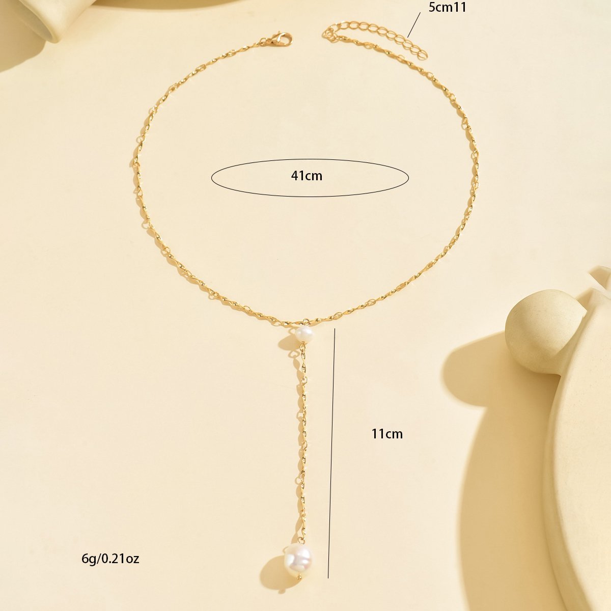 Elegant Gold-Tone Pearl Drop Necklace - Stylish And Lightweight Jewelry