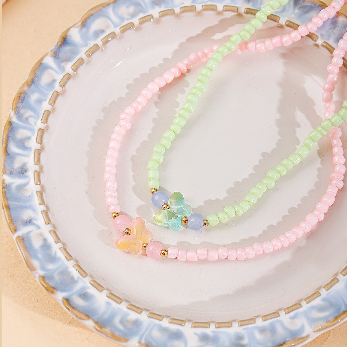 Resin Beaded Handmade Necklace Butterfly