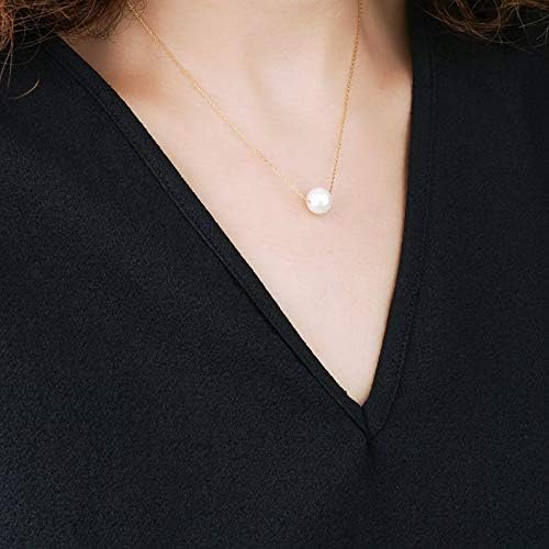 Selected AAA- Freshwater Cultured Solitaire Pearl Necklace Pendant -Women's Gold Necklace