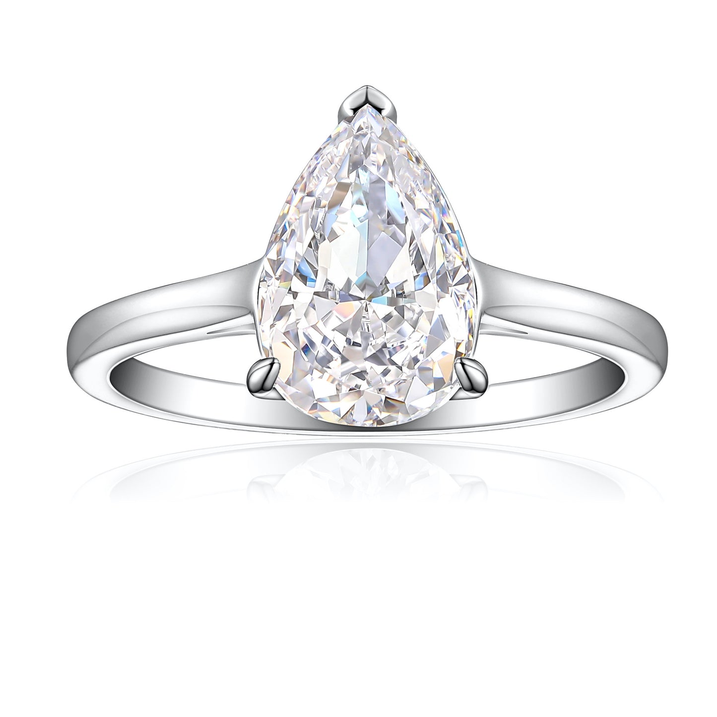 High-end S925 Sterling Silver 4ct Drop-shaped Ice Flower Cut Ring 812 Colored Gems High Carbon Diamond Women's Ring