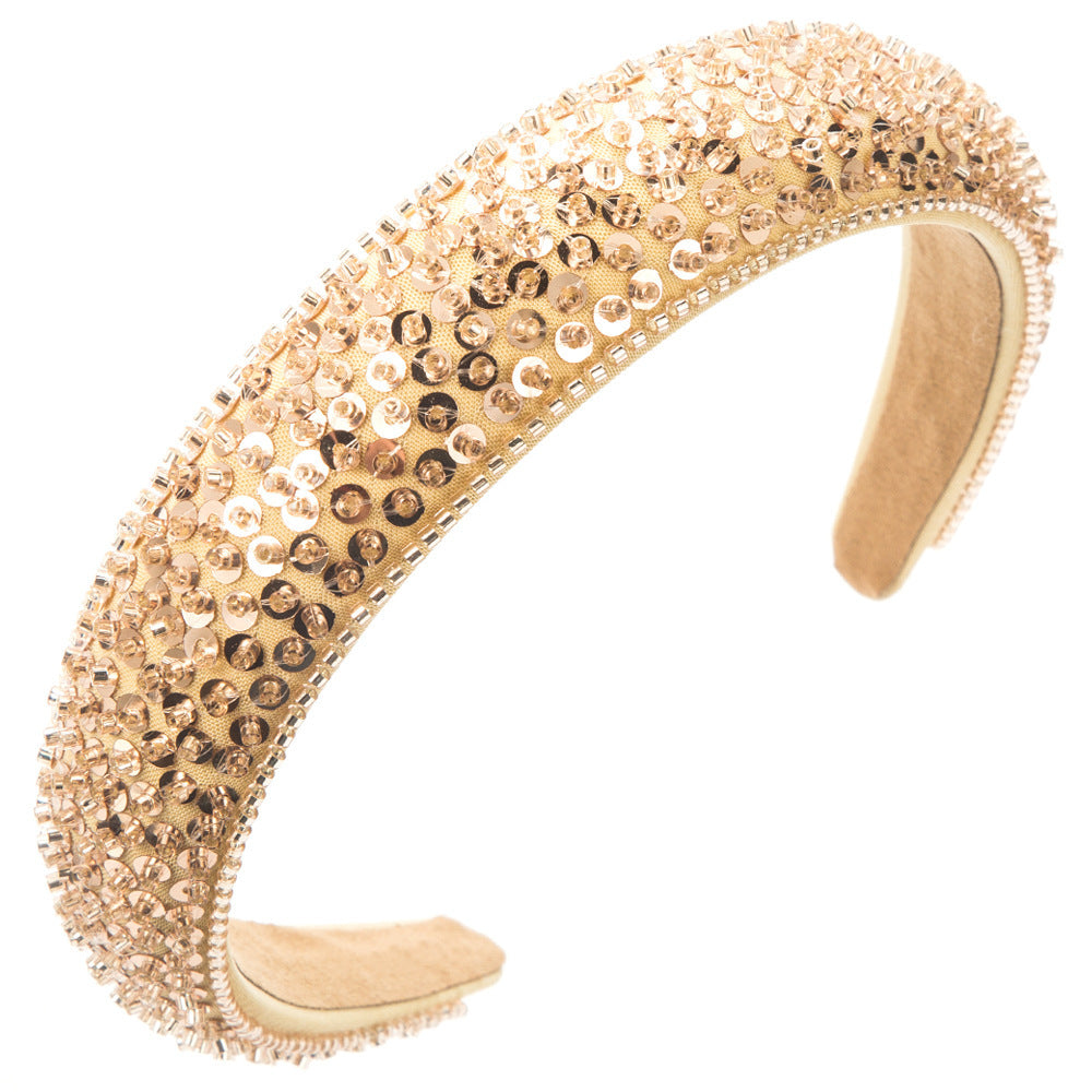 Women's Simple Handmade Beaded Crystal Sequined Headband