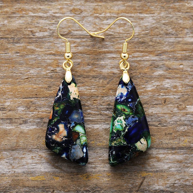 Natural Stone Triangle Earrings