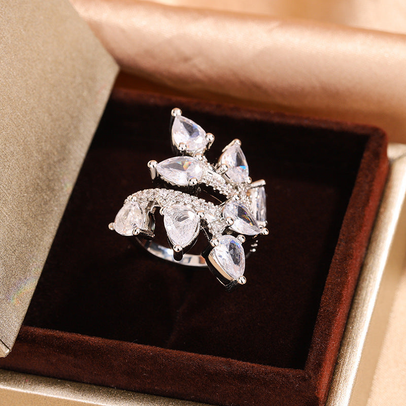 Affordable Luxury Style Hipster Ring Temperament Leaves
