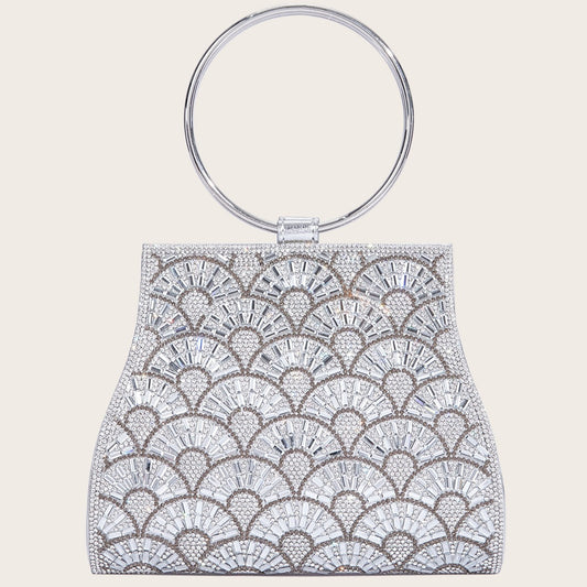 Inlaid With Diamond PU Chain Dinner Bag