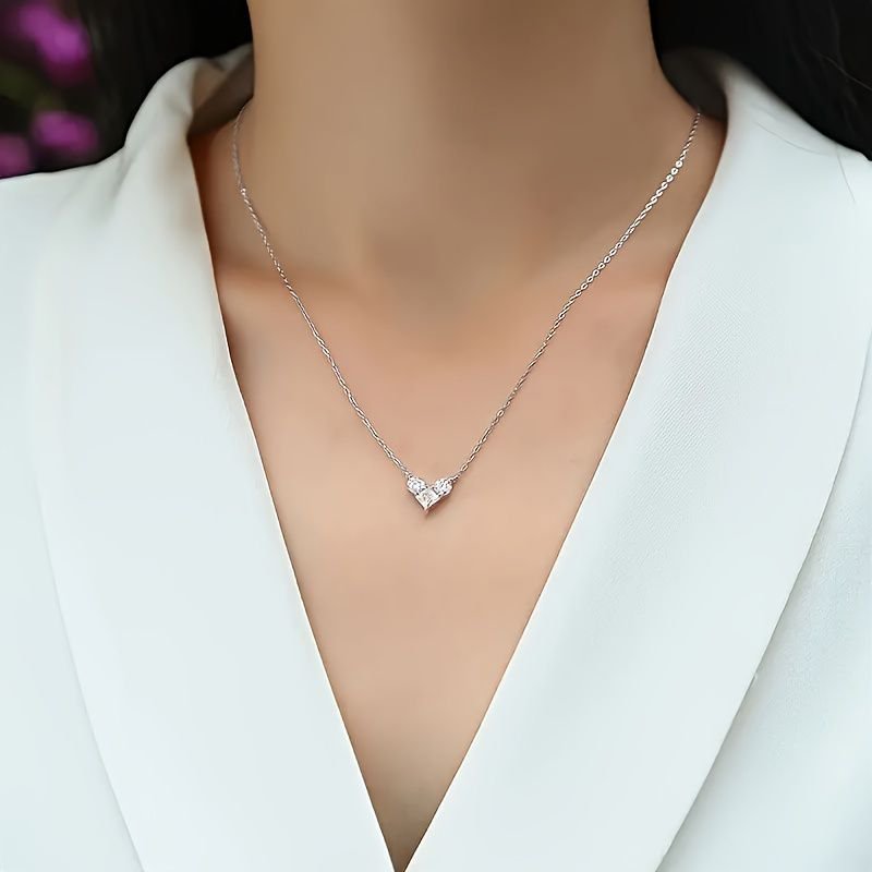 Sterling Silver Moissanite Heart Necklace