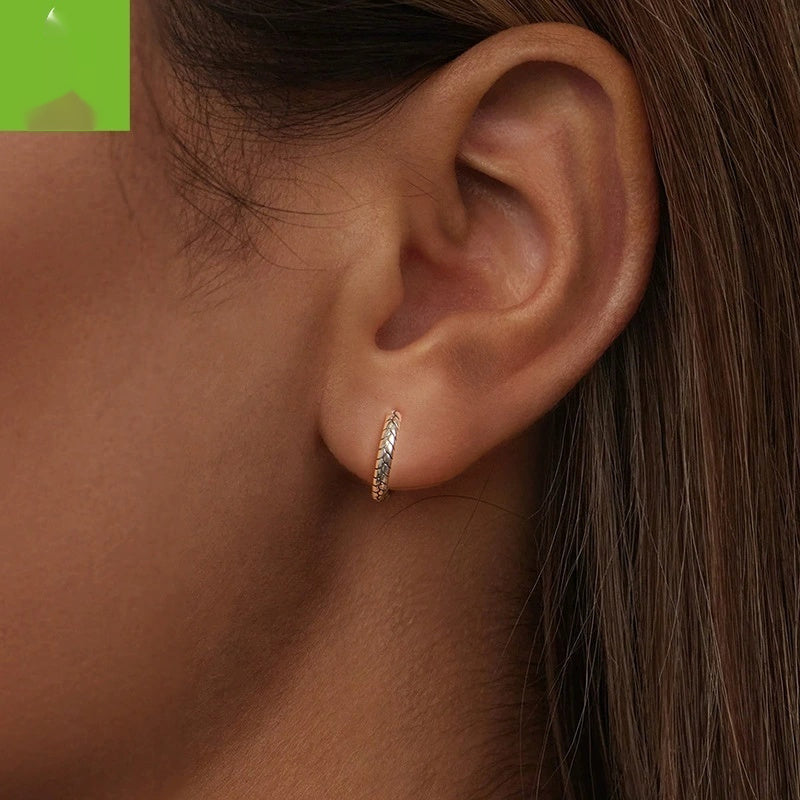 Metal Cool Style Simple Serpentine Huggie Hoop Earrings