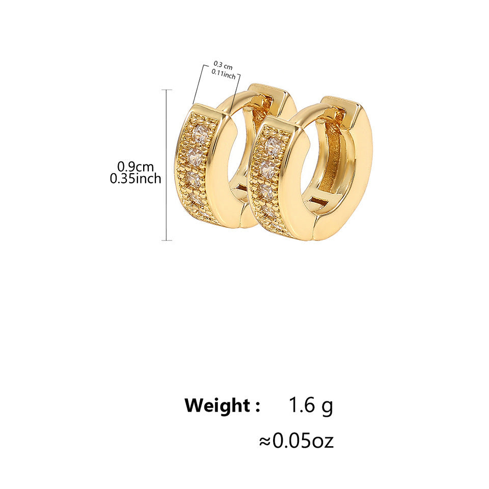 Copper Micro Inlay Gold And Silver Zircon Earrings
