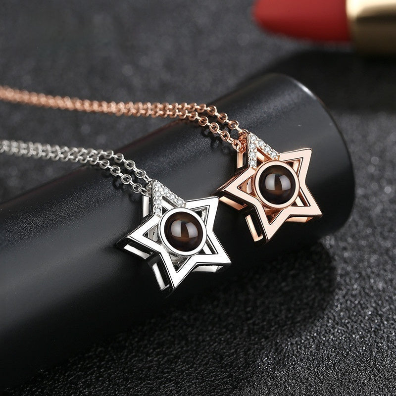 S925 Silver Five-pointed Star Diamond Simple Clavicle Necklace