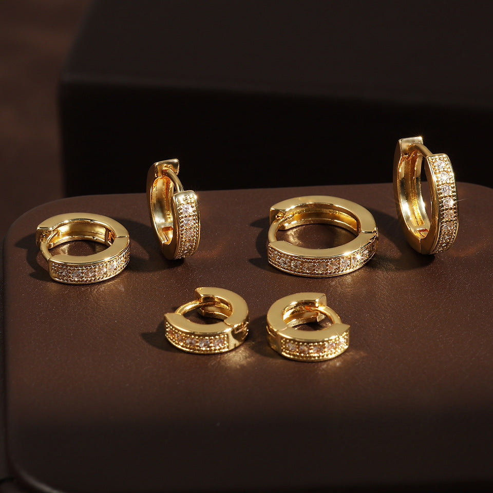 Copper Micro Inlay Gold And Silver Zircon Earrings
