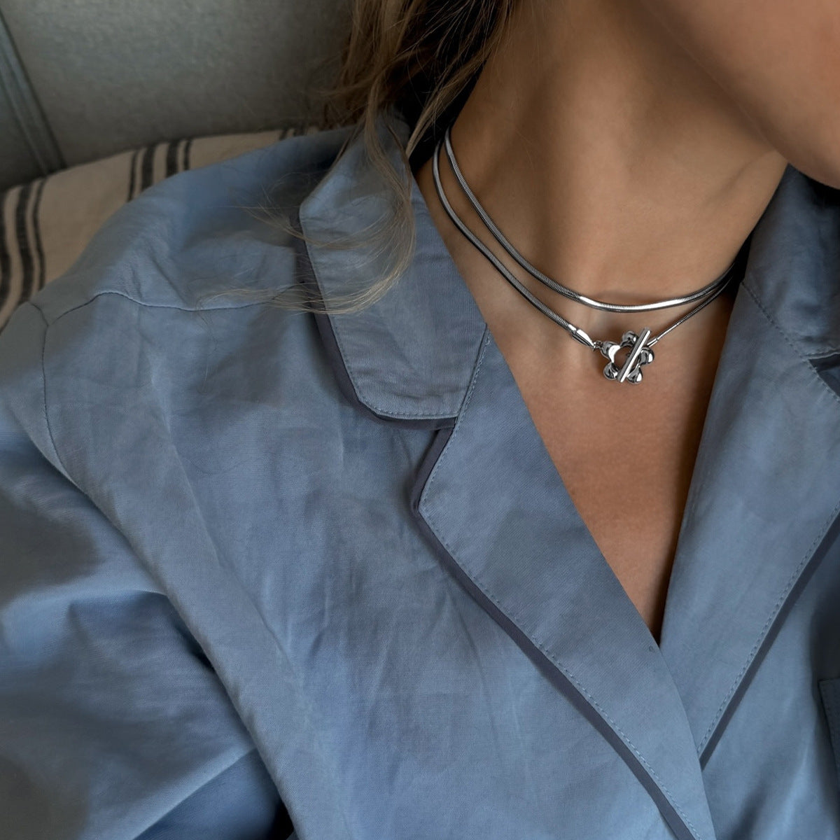 Hip Hop Double Layer Snake Bones Chain Necklace