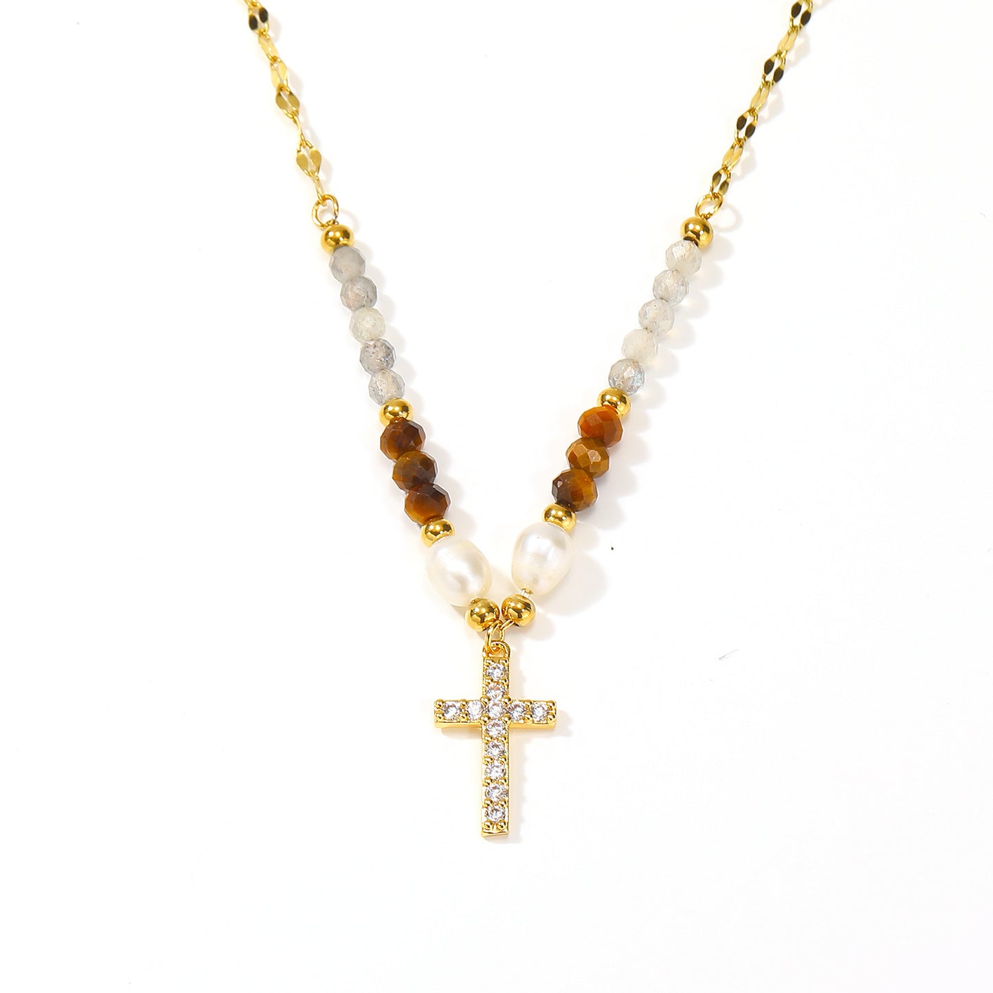 Ins Niche Design Beaded Cross Clavicle Chain