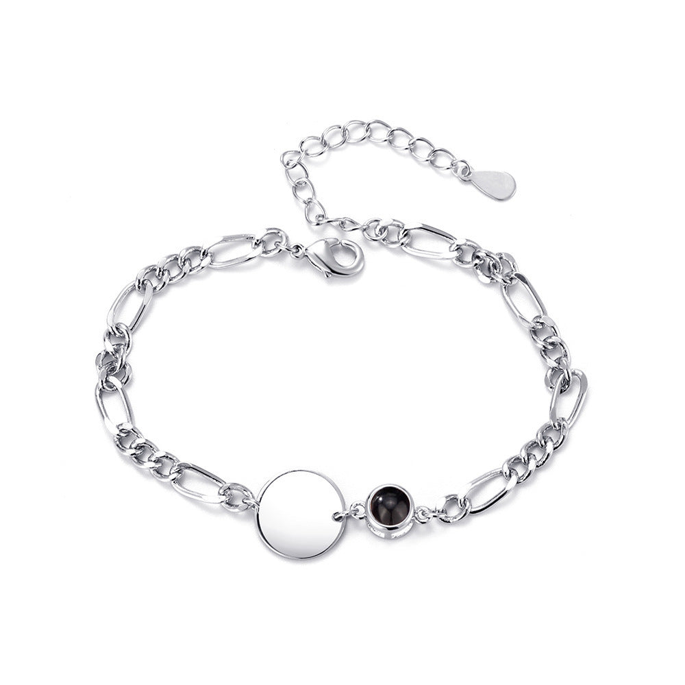 Round Brand Personalized Color Photo Projection Bracelet