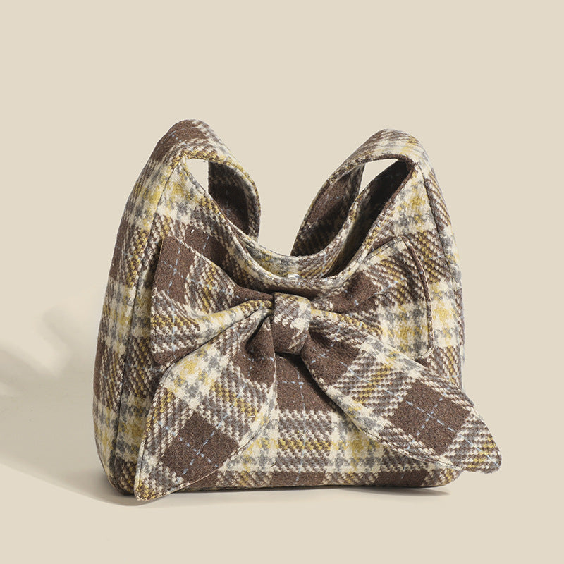 Plaid One-shoulder Simple Underarm Commute Tote Bag
