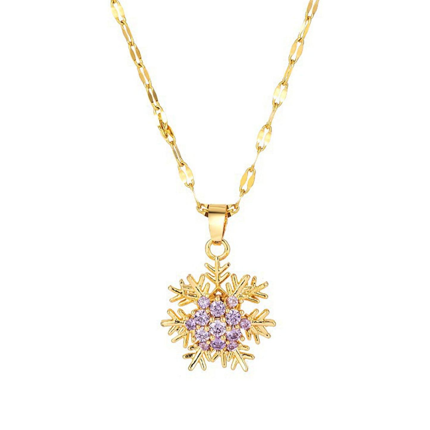 Korean-style Simple Snowflake Rotating Necklace Pendant