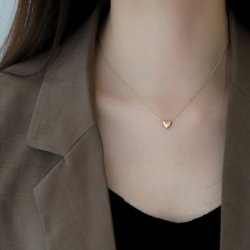 925 Sterling Silver Plated 14K Gold Heart-shaped Pendant Necklace