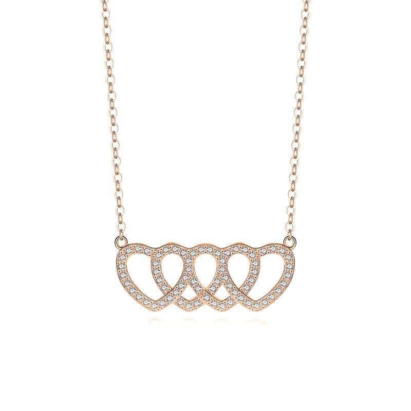 S925 Sterling Silver Heart-to-heart Four-heart Necklace