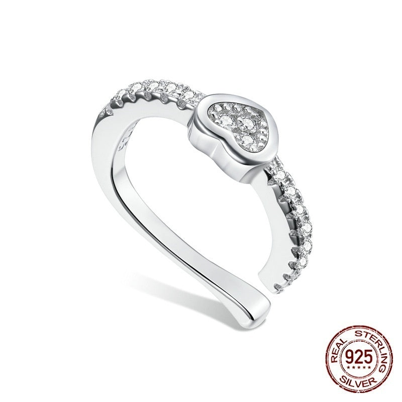 Single Loving Heart In Sterling Silver Zircon Ear Clip