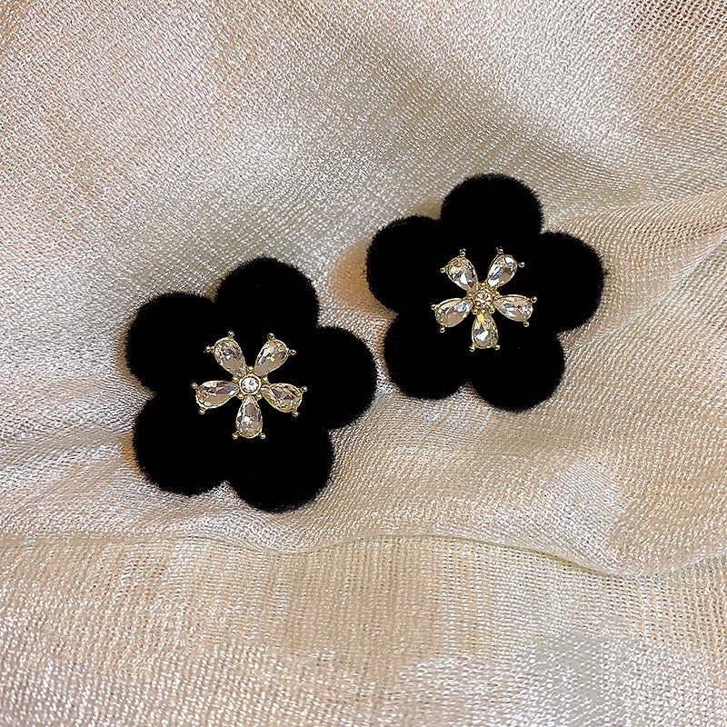 Flower Rhinestone-embedded Stud Earrings