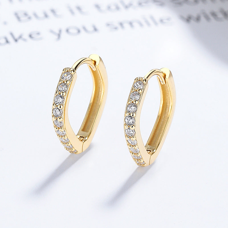 S925 Sterling Silver Simple Fashionable All-match Temperament Gang Drill Earrings