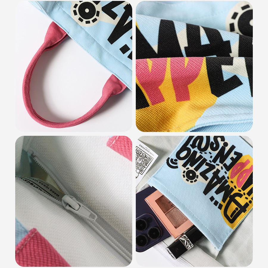 Sweet Cool Color Contrasting Letter Handheld Small Square Bag