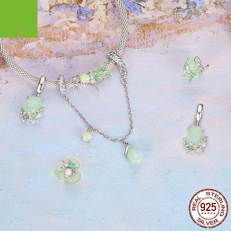 Green Flowers And Insects Series Bracelet String Beads Accessories