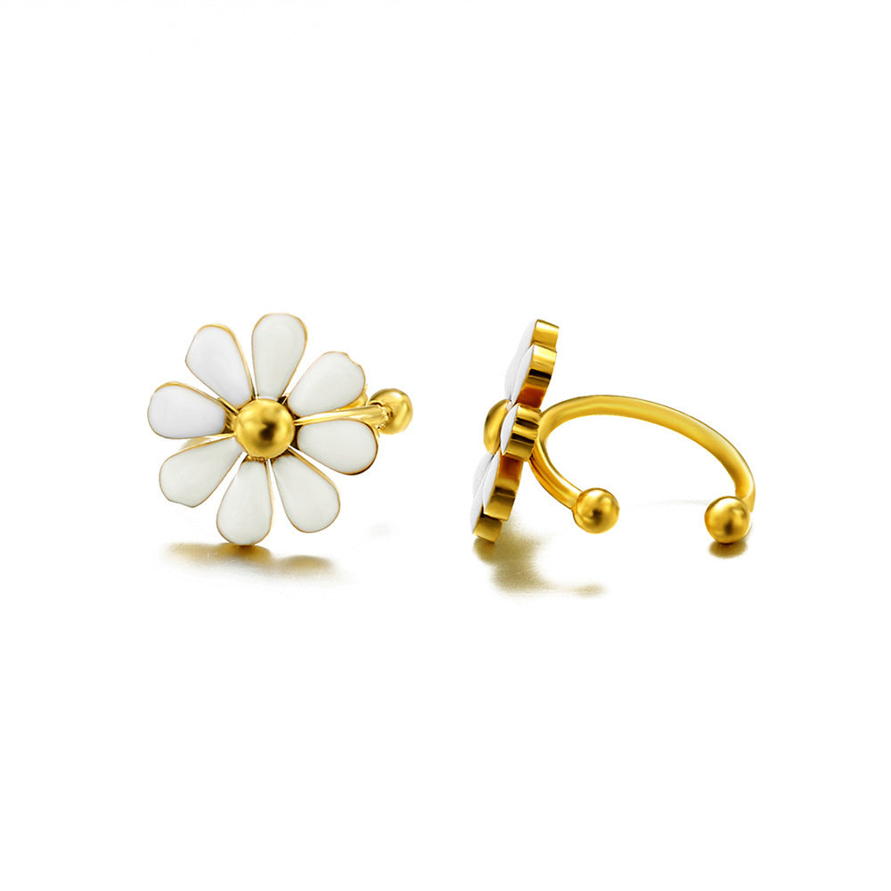 Ear Clip Stainless Steel White Dripping Female