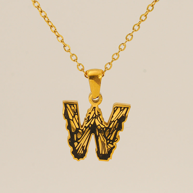 Letter Necklace Titanium Steel No Fading