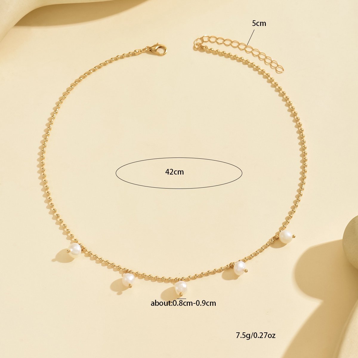 Elegant Gold-Tone Pearl Drop Anklet