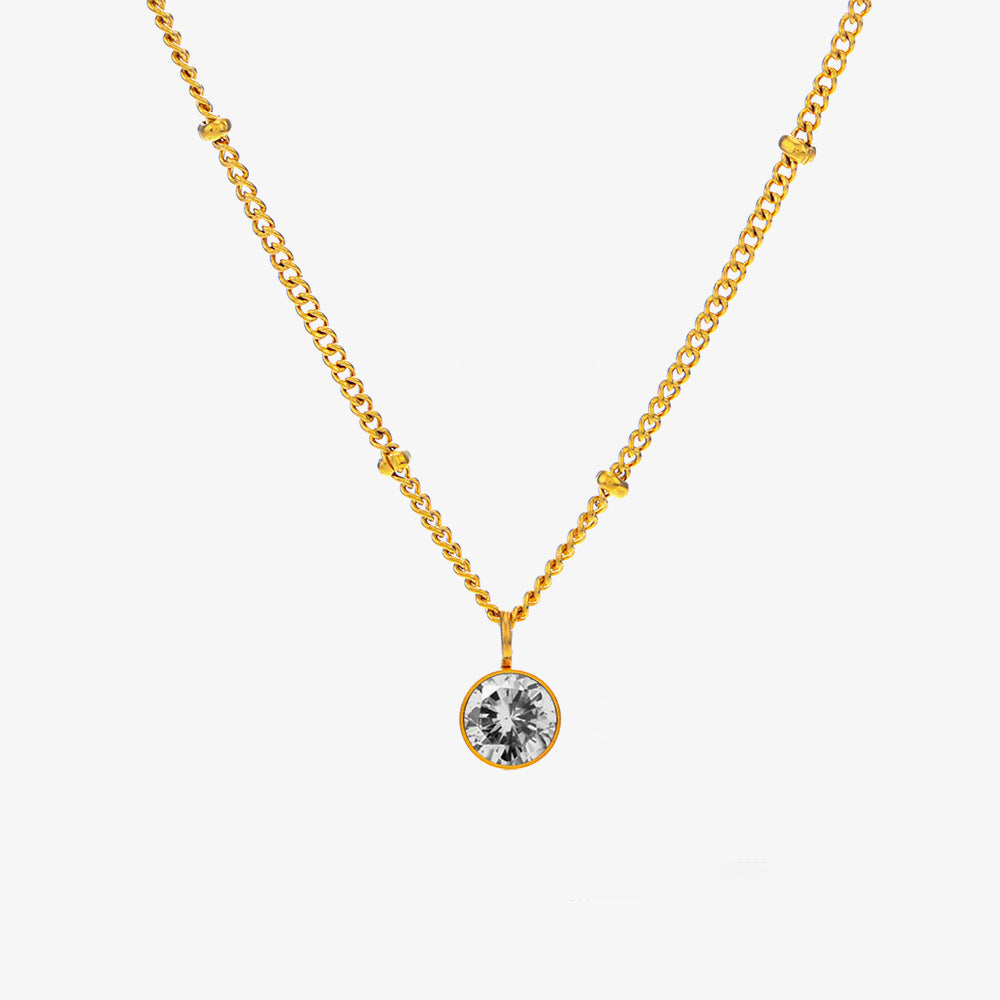Birth Stones Titanium Steel Necklace
