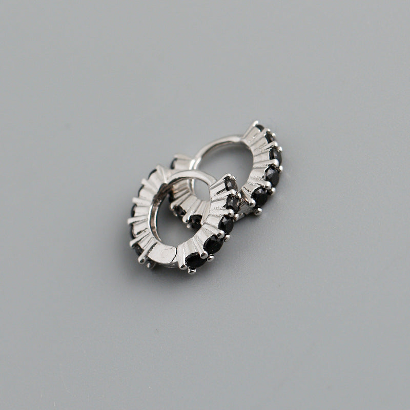Circle-shaped Diamond Colorful Crystals Opal Zircon S925 Sterling Silver Earrings