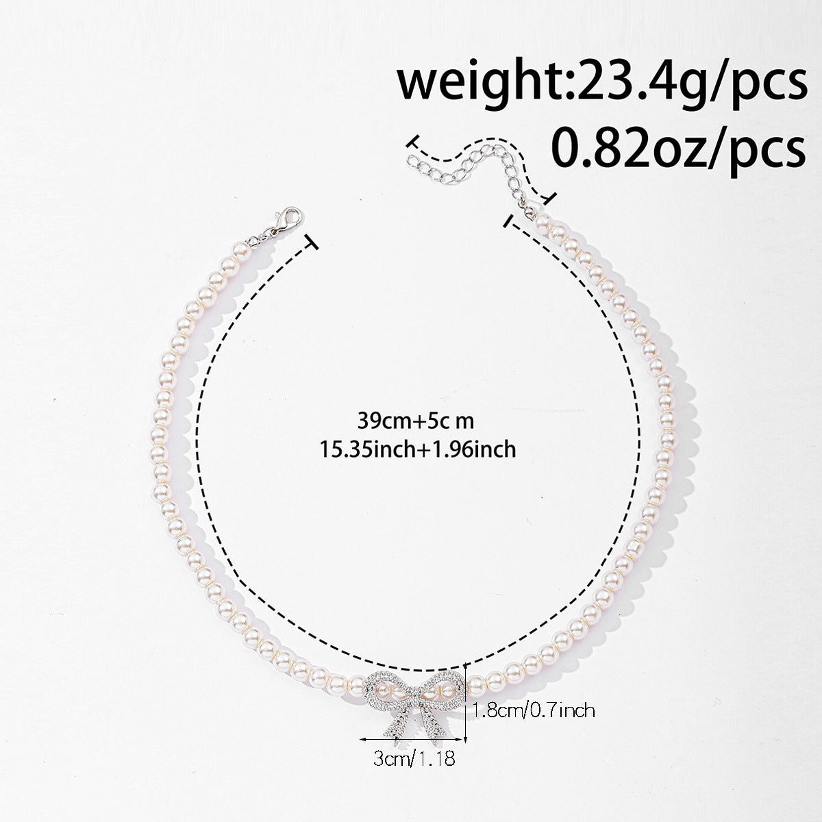 Pearl Necklace With Diamond Bow